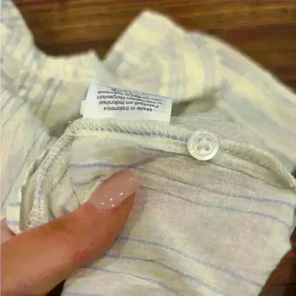 Madewell Tie Front Shirt Stripe Long Sleeve Button Down Collared Top Sz Xl - Picture 7 of 8